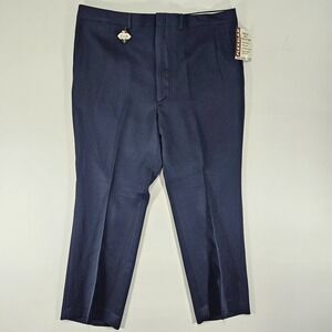 Flexslax Men's Dress Pant Trousers Navy Blue Polyester Size 42x29 NEW